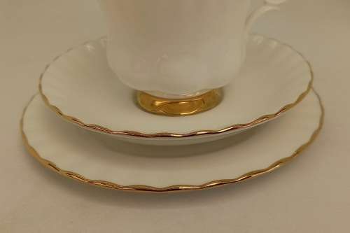 Vintage Royal Albert Val D'or -Tea Trio - (The Cup ear was repaired )