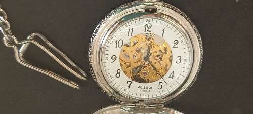 Vintage PICADOR 17 JEWELS  POCKET WATCH on chain ... - working