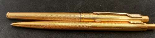 Gold plated Parker 75 Roller Ball and Pencil set Made in France  N date code- see condition