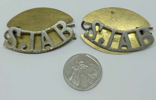 2 St John's Ambulance Brigade  Brass S.J.A.B  Titles/Badges  4x30mm