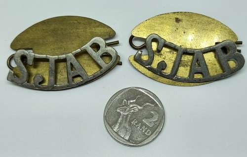 2 St John's Ambulance Brigade  Brass S.J.A.B  Titles/Badges  4x30mm