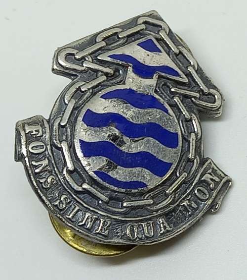 Vintage SA ORDINANCE SERVICES CORPS CAP BADGE  "FONS SINE QUA NON" ( THE INDISPENSIBLE FOUNTAIN}