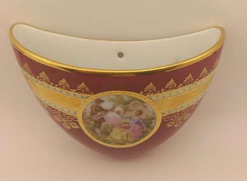 Collectable Vintage JKW decor Carlsbad porcelain wall Flower Vase - 110x130x45mm