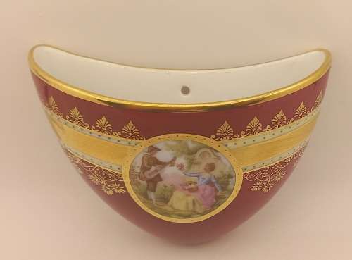 Collectable Vintage JKW decor Carlsbad porcelain wall Flower Vase - 110x130x45mm