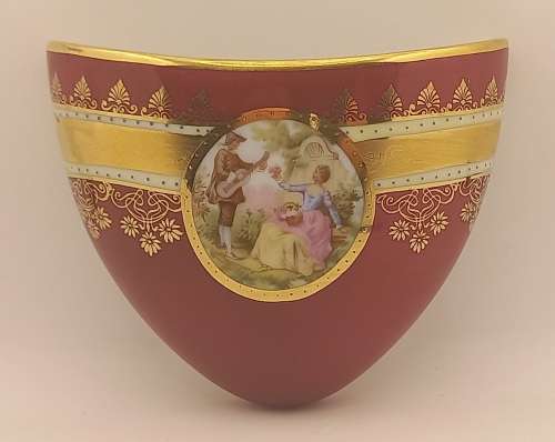 Collectable Vintage JKW decor Carlsbad porcelain wall Flower Vase - 110x130x45mm