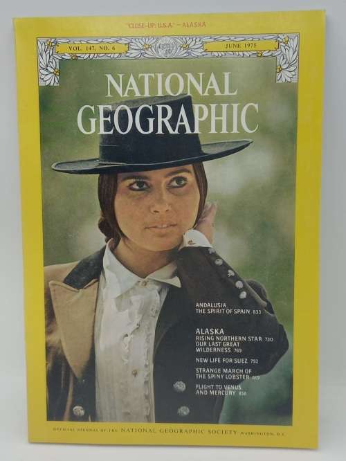 1975 - 6 x National Geographic Magazines January to July in Holder -- Great condition