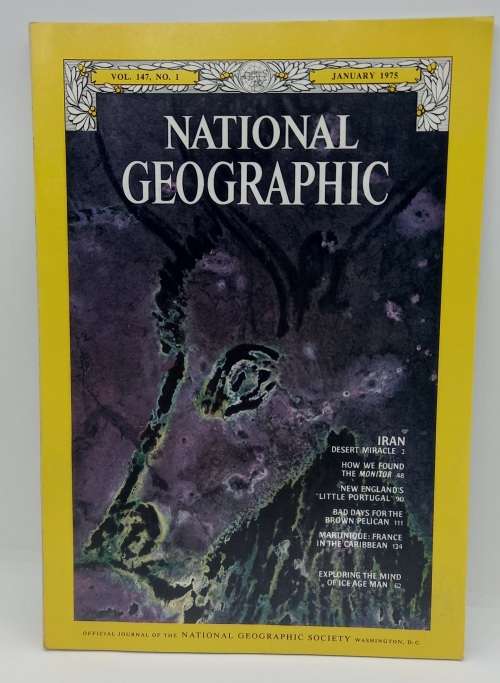 1975 - 6 x National Geographic Magazines January to July in Holder -- Great condition