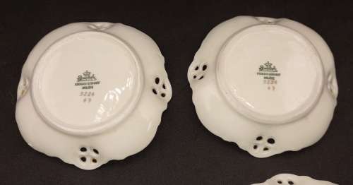 4 Antique 1910 ROSENTHAL Kronach-Germany Moliere Pierced Reticulate Bon Bon Dishes