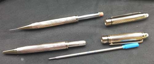 Gold Tone Pierre Cardin Pen and Pencil set -Unused each in own Box- Ink Still Ok