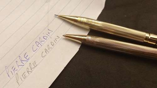 Gold Tone Pierre Cardin Pen and Pencil set -Unused each in own Box- Ink Still Ok