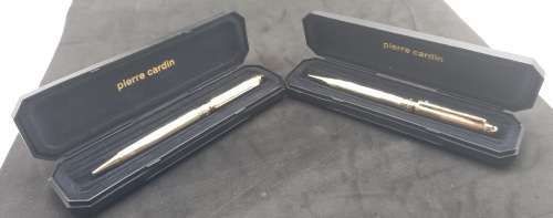 Gold Tone Pierre Cardin Pen and Pencil set -Unused each in own Box- Ink Still Ok