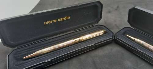 Gold Tone Pierre Cardin Pen and Pencil set -Unused each in own Box- Ink Still Ok