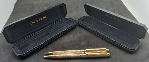 Gold Tone Pierre Cardin Pen and Pencil set -Unused each in own Box- Ink Still Ok