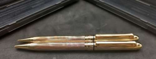 Gold Tone Pierre Cardin Pen and Pencil set -Unused each in own Box- Ink Still Ok
