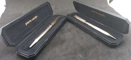 Gold Tone Pierre Cardin Pen and Pencil set -Unused each in own Box- Ink Still Ok