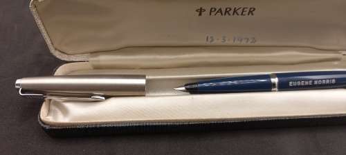 Vintage 1970`s Blue Parker 45 Fountain Pen with Squeeze Converter England -Unused - Personalized