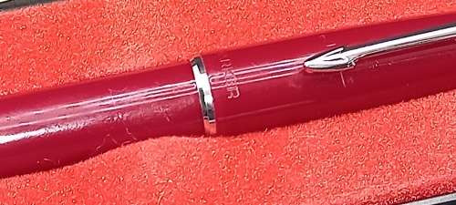 Vintage Maroon Parker 45 Arrow in Case -England  - Cartridge is empty -Fine Nib-Clutch ring missing