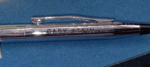 Vintage Chrome Cross Ballpoint pen in Case with warranty card- Ink ok - personalized