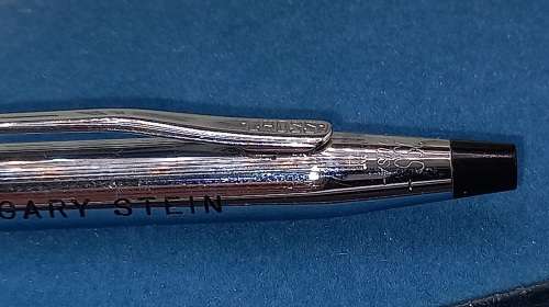 Vintage Chrome Cross Ballpoint pen in Case with warranty card- Ink ok - personalized