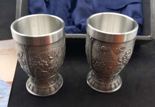 2 Detailed Renaissance Pewter Vases - Boxed 85mm- Unused