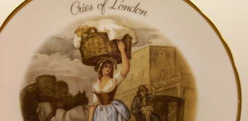 Vintage Tuscan Fine English Bone China'Cries of London' Plate made in England 208mm. Some scratches