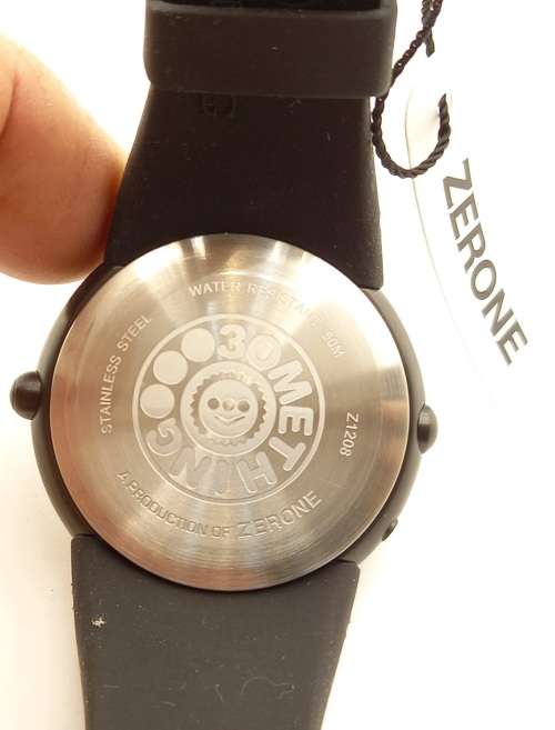 Unused (New) ZERONE Crossover 30METHING "dot dot dot" IP Black with 12 Colored Spheres Digital Watch