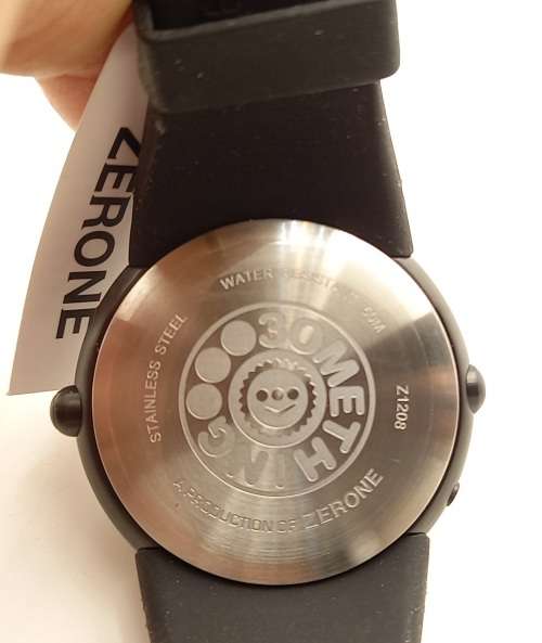 Unused (New) ZERONE Crossover 30METHING "dot dot dot" IP Black with 12 Colored Spheres Digital Watch