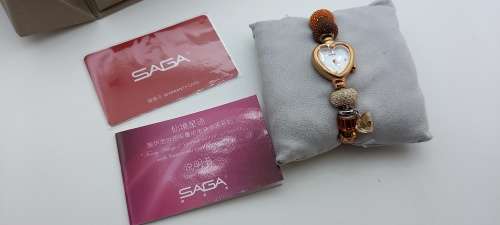 Unused Saga "Fairy Whisper" Limited edition Bracelet watch with Swarovski Crystal charms.