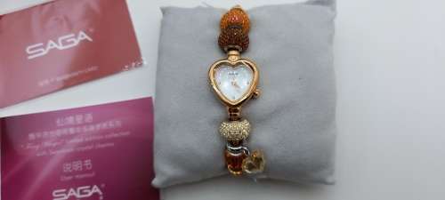 Unused Saga "Fairy Whisper" Limited edition Bracelet watch with Swarovski Crystal charms.