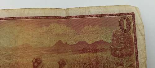 1973 1 Rand -English - Afrikaans - T.W. De jongh-Springbok Watermark