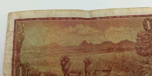1973 1 Rand -English - Afrikaans - T.W. De jongh-Springbok Watermark