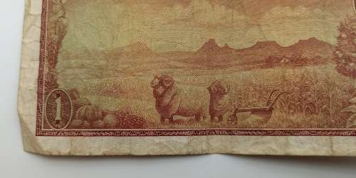 1973 1 Rand -English - Afrikaans - T.W. De jongh-Springbok Watermark