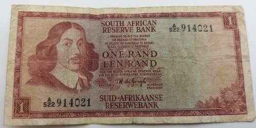 1973 1 Rand -English - Afrikaans - T.W. De jongh