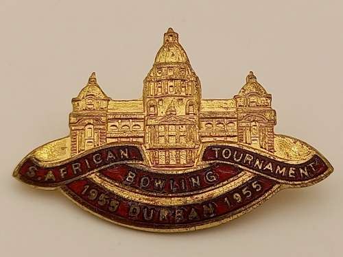Vintage 1955 - S.African Tournament Durban Bowling Pin - 39x26mm