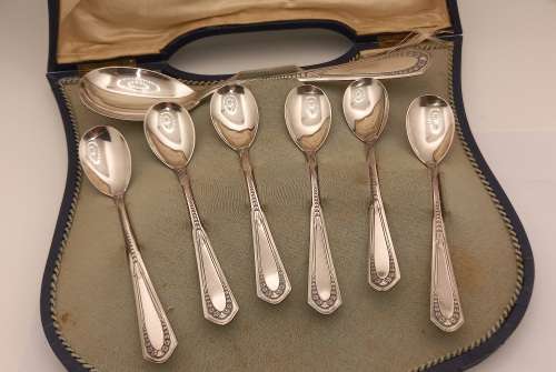 Antique/Vintage WMF 1/0 7 pc spoon set in box-WÜRTTEMBERGISCHE METALLWARENFABRIK (WMF) GERMANY