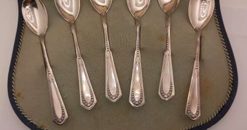 Antique/Vintage WMF 1/0 7 pc spoon set in box-WÜRTTEMBERGISCHE METALLWARENFABRIK (WMF) GERMANY