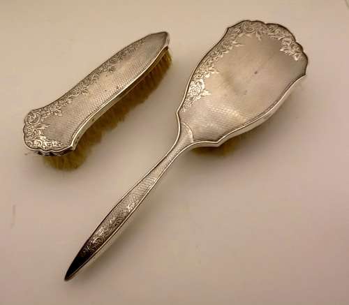 Antique Hallmarked STERLING SILVER Grooming Brush set  by Broadway & Co Birmingham England