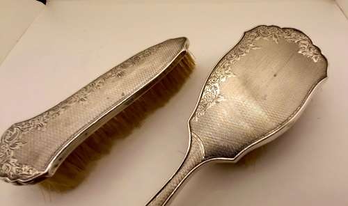 Antique Hallmarked STERLING SILVER Grooming Brush set  by Broadway & Co Birmingham England