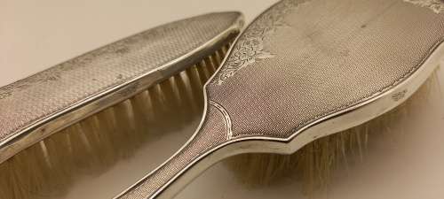 Antique Hallmarked STERLING SILVER Grooming Brush set  by Broadway & Co Birmingham England