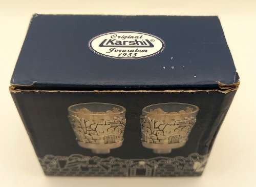 Pair of Original KARSHI  Silver plated Cups - Jerusalem 1955- Still in Box