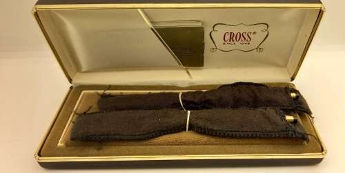 Vintage 1/20 14kt rolled Gold Cross Pen  and Pencil in case -H.B initials engraved  - Ink still Ok