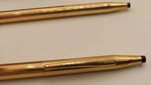 Vintage 1/20 14kt rolled Gold Cross Pen  and Pencil in case -H.B initials engraved  - Ink still Ok