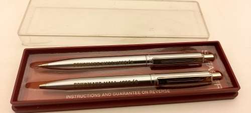 Sheaffer Ball Pen and Pencil set - U.S.A - Fourways Mall 1989/9 engraved on it - ink still ok