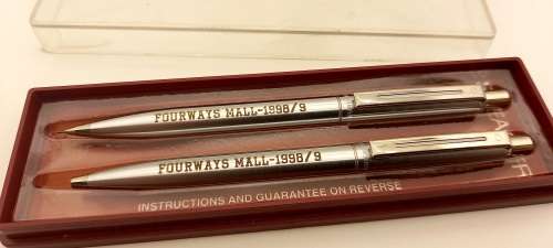 Sheaffer Ball Pen and Pencil set - U.S.A - Fourways Mall 1989/9 engraved on it - ink still ok