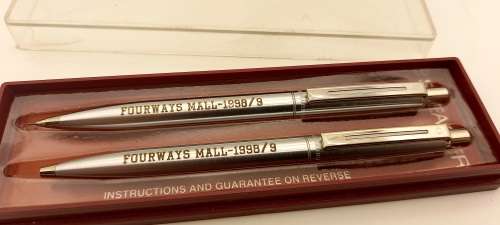 Sheaffer Ball Pen and Pencil set - U.S.A - Fourways Mall 1989/9 engraved on it - ink still ok