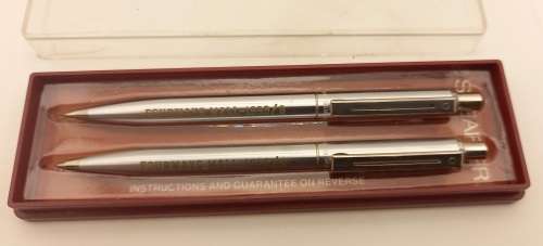 Sheaffer Ball Pen and Pencil set - U.S.A - Fourways Mall 1989/9 engraved on it - ink still ok
