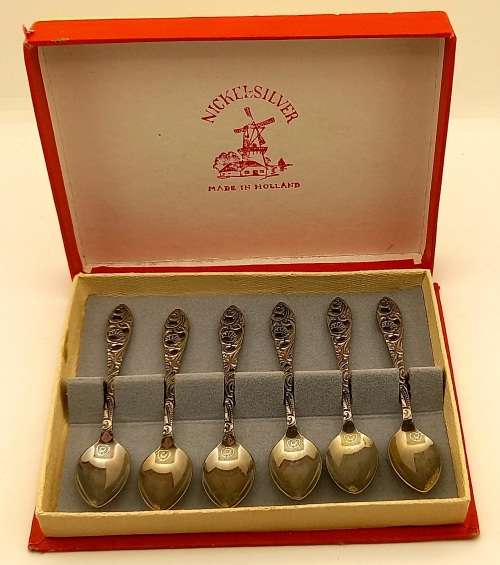 Vintage Nickel Silver Spoon set made in Holland - Boxed