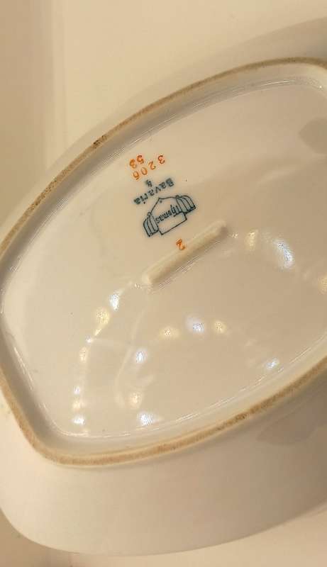 Vintage Bavaria Gold Handle Porcelain Basket Dish - Gold on handle show some wear