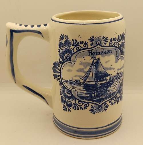 Vintage Heineken Blue Delfts Hand Painted Mug - Made in Holland - 130x135x85mm