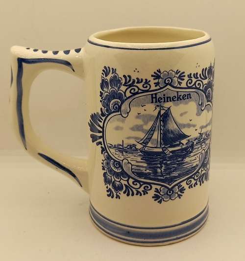 Vintage Heineken Blue Delfts Hand Painted Mug - Made in Holland - 130x135x85mm